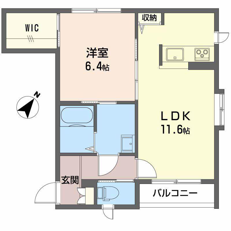 エクラージュ(1LDK/1階)の間取り写真