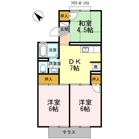 エミネントセジュールA(3DK/1階)の間取り写真
