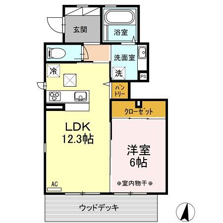 ル・リアン(1LDK/1階)の間取り写真