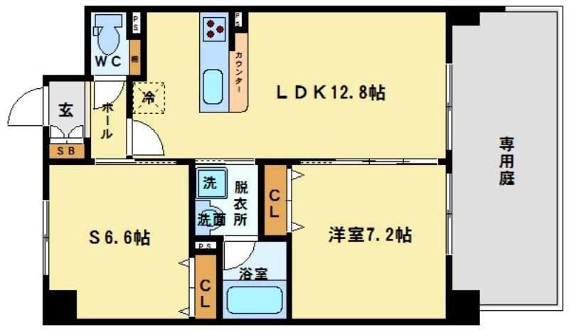 クラヴィエ西梅田(1SLDK/1階)の間取り写真