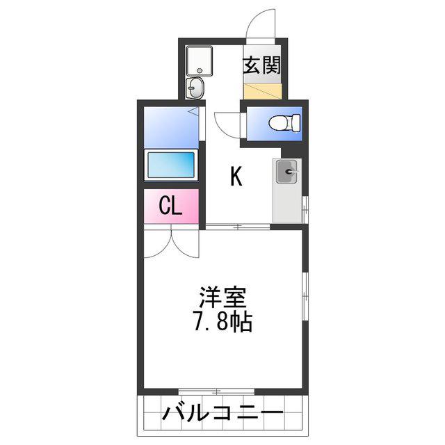 ヤマイチPLAZA吹上(1K/2階)の間取り写真
