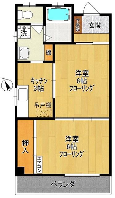下島ハイツ(2K/1階)の間取り写真