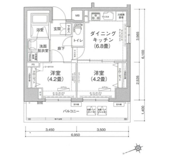 ESTRUTH PLUS OSHIAGEIII(2DK/5階)の間取り写真