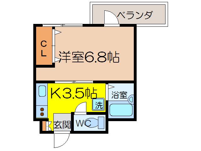 エステイト山城(1K/2階)の間取り写真