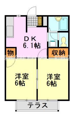 サンシティコスモA(2DK/1階)の間取り写真