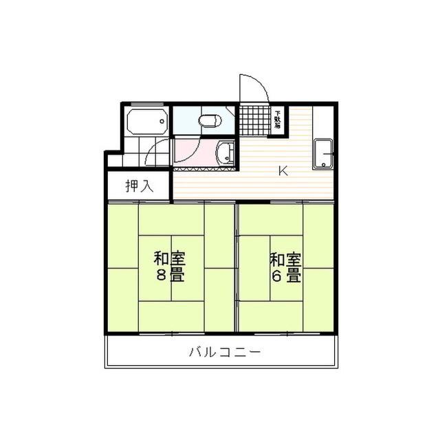 本町マンション(2DK/1階)の間取り写真
