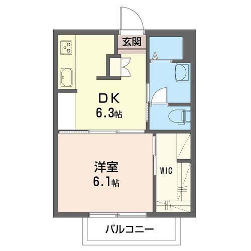  メゾン中松(1DK/2階)の間取り写真