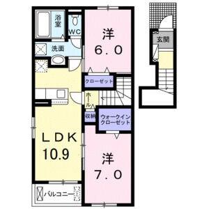 アンベリールB(2LDK/2階)の間取り写真