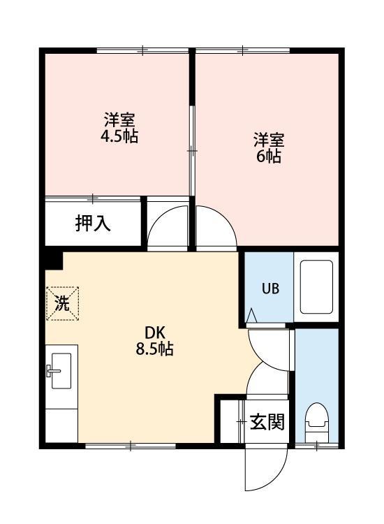永興ハイツ(2DK/2階)の間取り写真