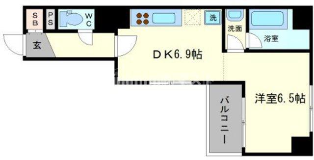 ゼウス桜川プレミアム(1DK/8階)の間取り写真
