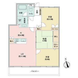 スクエア名古屋港(2SLDK/4階)の間取り写真