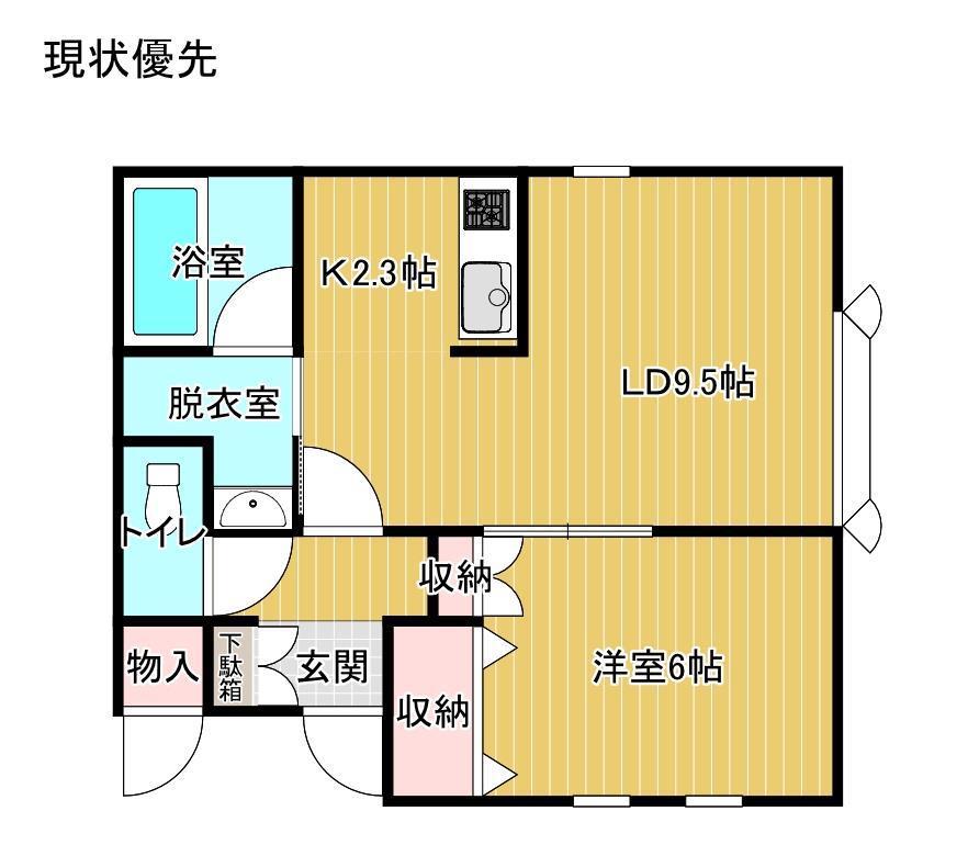 ボックスD(1LDK/1階)の間取り写真