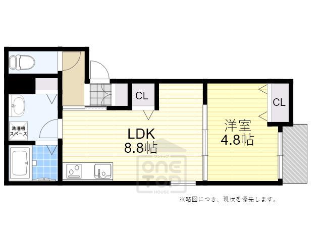 ベリッシモ蛍池(1LDK/2階)の間取り写真