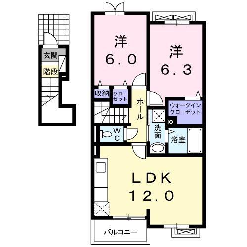コージーコート藤(2LDK/2階)の間取り写真