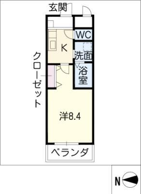 クレア山町(1K/3階)の間取り写真