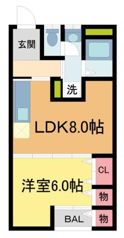 光南荘マンション(1LDK/2階)の間取り写真