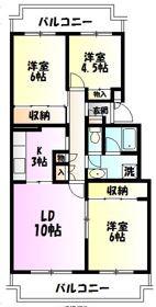 テレパレス伊勢原6号棟(3LDK/3階)の間取り写真