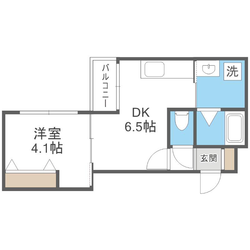 M・FORCE月寒東(1DK/3階)の間取り写真