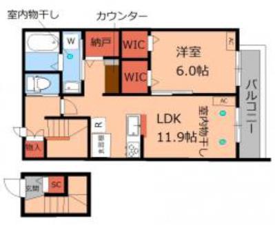 メゾン美鈴(1SLDK/2階)の間取り写真