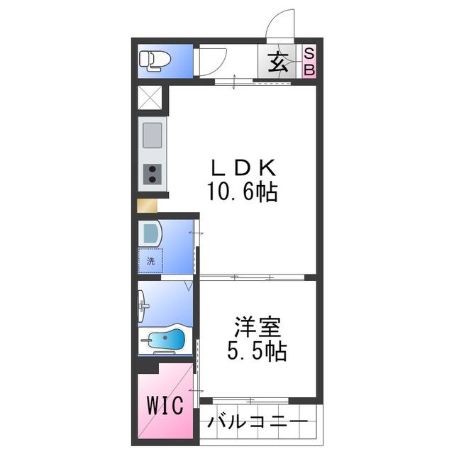 シャーメゾン宝亀(1LDK/1階)の間取り写真