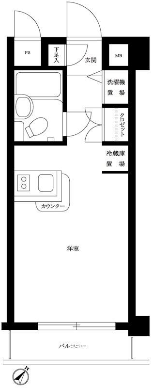 ワコーレ多摩川(ワンルーム/4階)の間取り写真