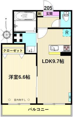 メゾンドアロ(1LDK/2階)の間取り写真