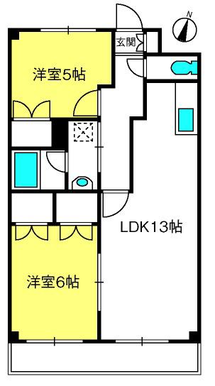 オーネスト(2LDK/5階)の間取り写真