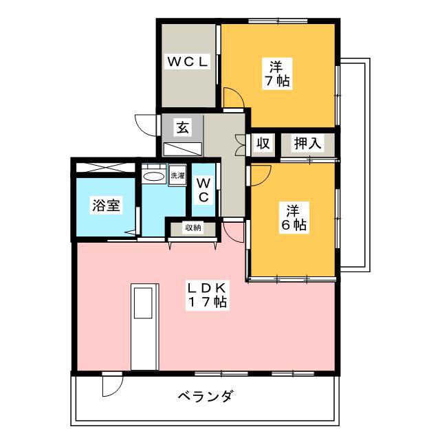 LA GRAND FAMILLE(2LDK/5階)の間取り写真