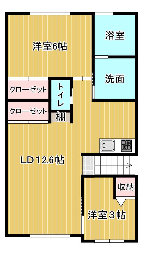 ヴィラフェリシア西城北(2LDK/2階)の間取り写真