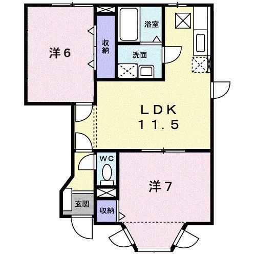 ロジュマンII番館(2LDK/1階)の間取り写真
