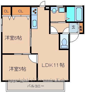 リファインド二ツ屋(2LDK/2階)の間取り写真