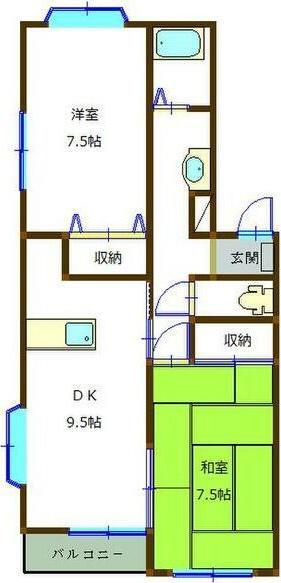 メゾン付城(2LDK/1階)の間取り写真