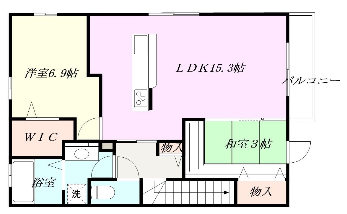 エレスチャル II 小野原(2LDK/2階)の間取り写真