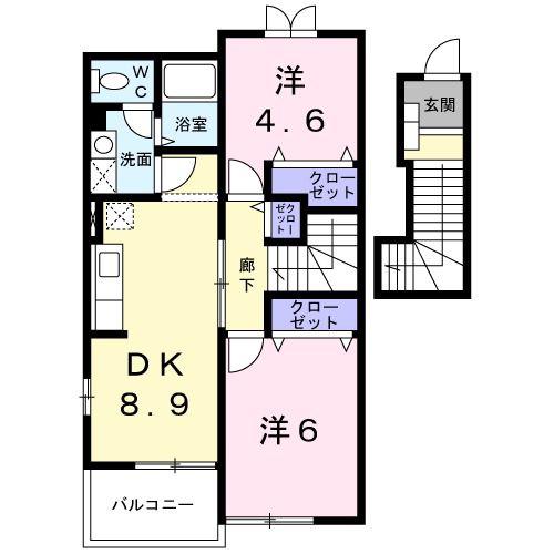 グローリー(2DK/2階)の間取り写真