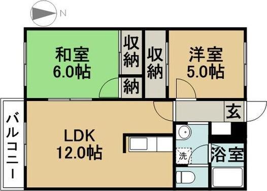サーディアム妙興寺(2LDK/3階)の間取り写真