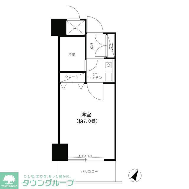 コシノパークサイドビル(ワンルーム/7階)の間取り写真