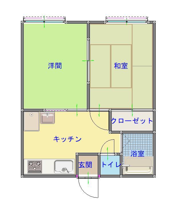 アーネスハイツセブン(2DK/1階)の間取り写真