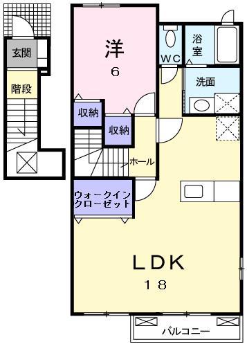 フォンモンターニュIIC(1LDK/2階)の間取り写真