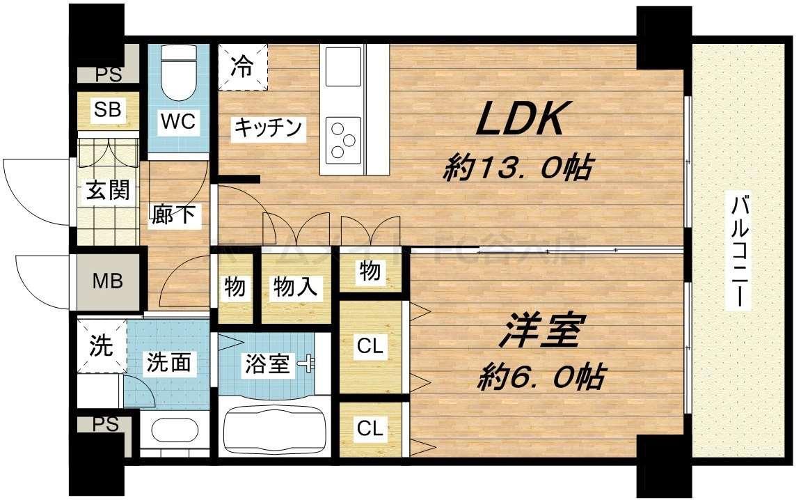 アドバンス大阪城レガーレ(1LDK/12階)の間取り写真