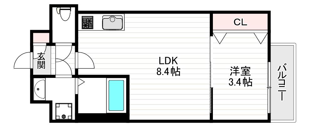 H-MAISON大正VI(1LDK/2階)の間取り写真