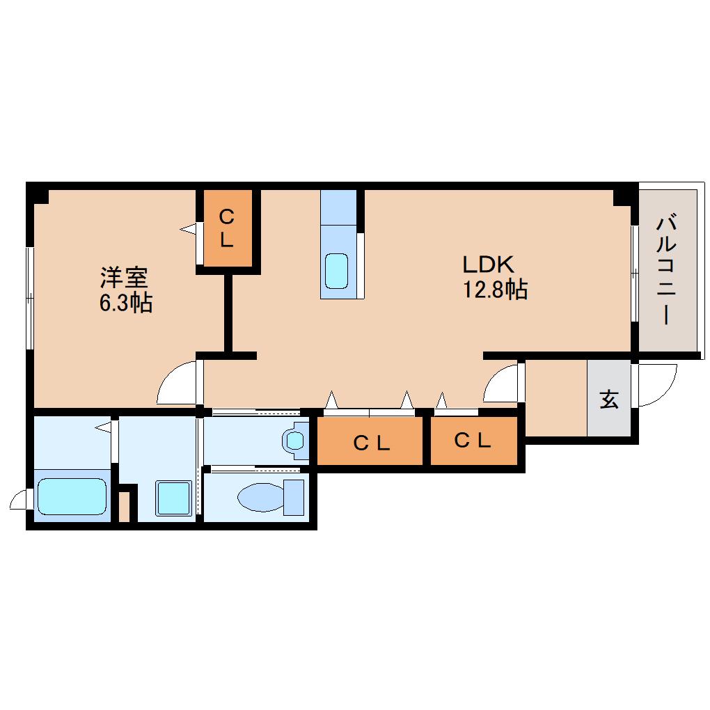 ル.シエルアン(1LDK/1階)の間取り写真