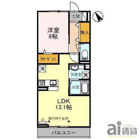 POCO A POCO(1LDK/2階)の間取り写真