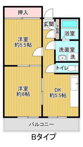 第三サンハイツ永山(2DK/3階)の間取り写真