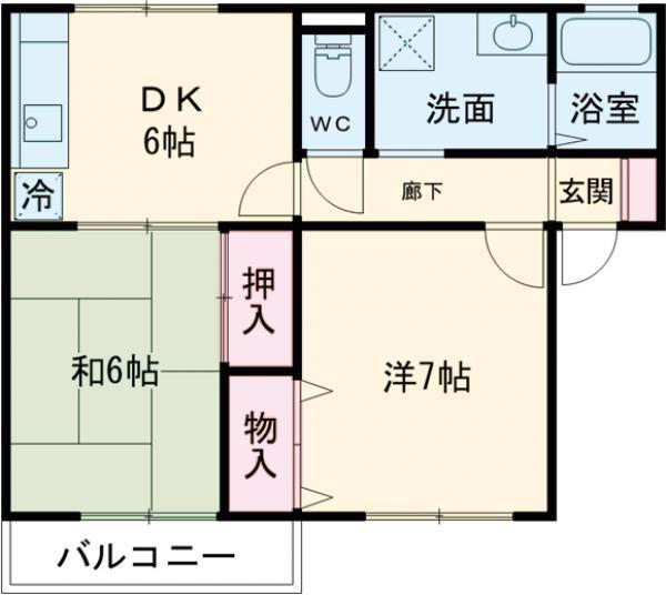 パストラルコート(2DK/2階)の間取り写真