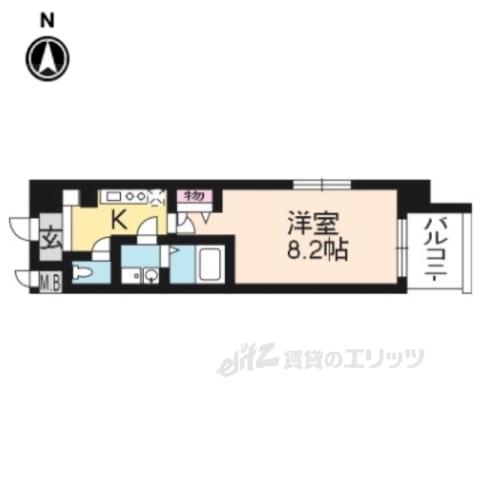 アーバンフラッツ五条堀川(1K/15階)の間取り写真
