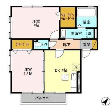 シャルマン ABCD(2DK/1階)の間取り写真