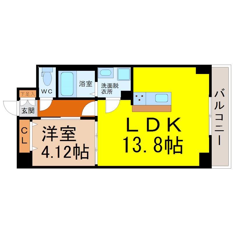 GRANDUKE千代田REGARIA(1LDK/8階)の間取り写真