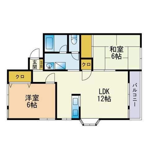 ハピネス飯倉(2LDK/2階)の間取り写真