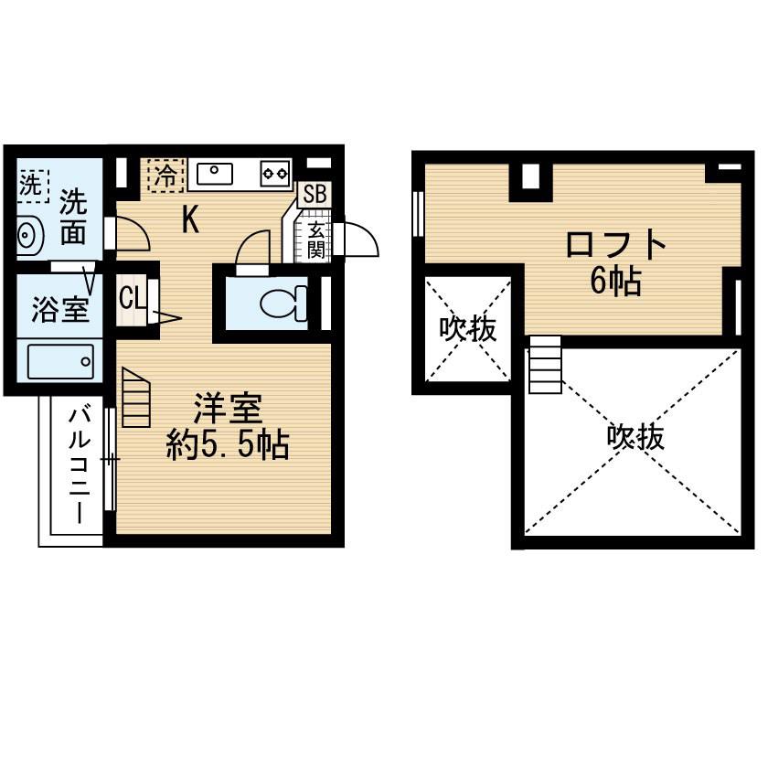 ほっとスマイル(1K/1階)の間取り写真