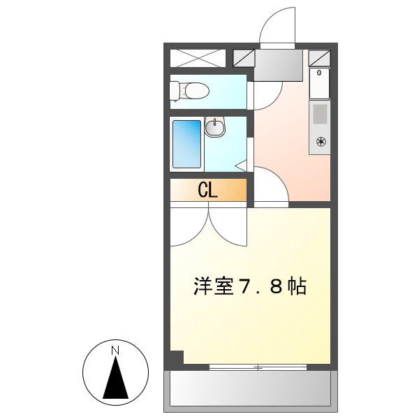 シャンポール大須(1K/4階)の間取り写真